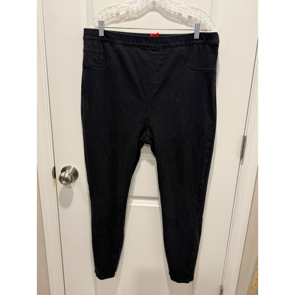 Spanx Womens Jean-ish Leggings Shaping Pull On Black 3X